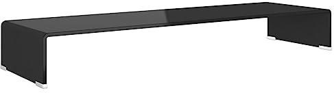 vidaXL TV Stand/Monitor Riser TV Console Unit Entertainment Centre Glass Black