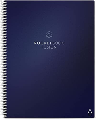 Rocketbook Fusion Hybrid Reusable Planner and Notebook in One, Additional Blank Pages, Goal and Project Tracker, Undated Planner, Letter Size 8.5x11, Blue (Pack of 1)