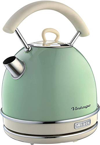 Ariete 2877/04 Retro Style Cordless Dome Kettle, Removable and Washable Filter, 1.7 Litre Capacity, 360 ° Rotating Base, Visible Water Level, Vintage Design, Green