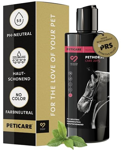 Peticare Shampoo per Cavalli - Lavaggio di Cura per Tutte Le Razze, Cura della Pelle a PH Neutro, Dolce e Delicato, Facilita la Pettinatura, per i Grovigli - petHorse Care 2015