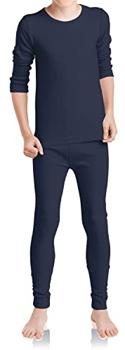 MT Ensemble de sous-vêtements de ski et thermiques pour enfants - Sous-vêtements d'hiver pour garçons et filles, bleu marine, 122-128