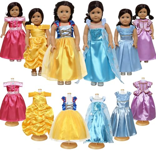 American 18 inch Doll Clothes Accessories -6Pcs Different Princess Costume Gift Fits All 18-inch Girl Dolls
