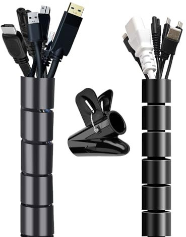 2x3m Kabelschlauch Selbstschließend,22mm/28mm Durchmesser Verstecken von Kabel-Organizer,Flexibel Kabelkanal mit Drahtführungsclip,Kabelschutz Kabelmanagement für Büro und Heim TV/PC/Computer,Schwarz