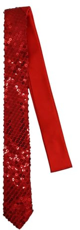 NiceYnn Cravate à Paillette Homme Femme Déguisement Rouge
