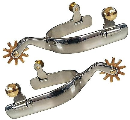 Espuelas vaqueras occidentales de acero inoxidable con espolones de engranaje para montar a caballo (mujer plateada), 1 par de accesorios de equitación