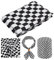 NBEADS 1.5×2m Schwarz Weiß Karo-Stoff, Tartan-Muster Stoff Kariertes Polyester-Gewebe Tartan Schotten-Karo Stoff für DIY Nähen Craft Home Dekoration