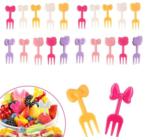 Food Picks for Kids - 20pcs Mini Cartoon Toothpick - Plastic Fruit Fork with Cartoon Decor - Cute Food Picks for Cake Dessert Fruit-Platter - Animal Fruit Fork, Food Picks Kids, Cute Fruit Forks