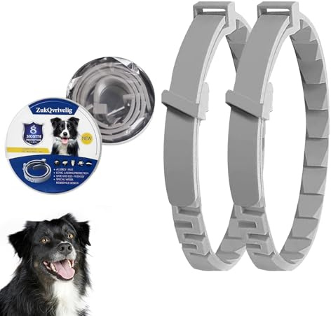 2 stycken hundhalsband, halsband för hundar, säkra, vattentäta och justerbara hundhalsband, innehåller naturliga eteriska oljor, för medelstora till stora husdjur (62 cm)