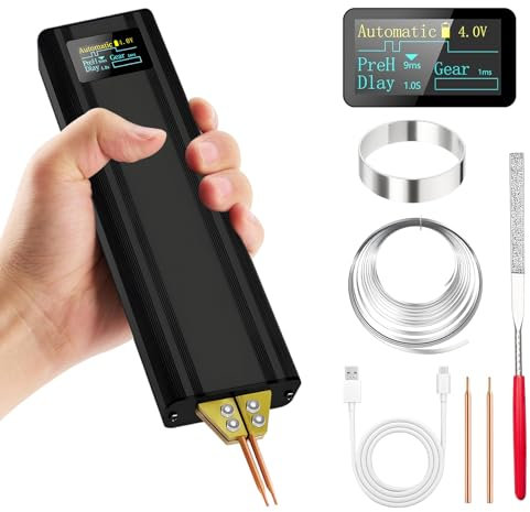 Zilchx Akku Punktschweißgerät, Tragbares Punktschweißgerät mit automatischen und manuellen Modi, Mini Spot Welder mit LED-Anzeige und 80 einstellbaren Geschwindigkeiten, für DIY-Akkupacks
