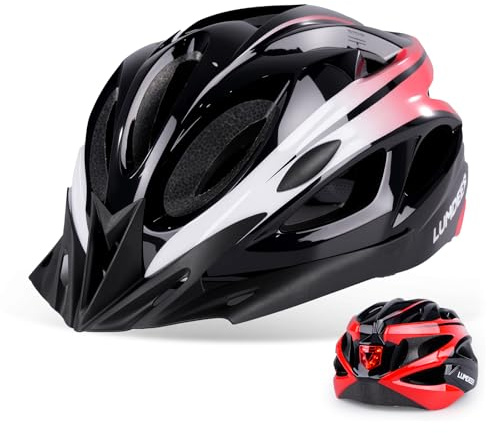 LUMDEER Adult Bike Helmet for Commuting and Cycling, Bicycle Helmet with Rear LED Light & Removable Sun Visor, Mountain and Road Bicycle Helmets for Men and Women 2 in 1