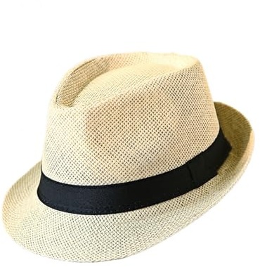 HEYANN Unisex Mesh Fedora-hattar för män Trilby halmhattar för sommar, Panama-strandsolhattar, rullbara brettbrätte hattar för kvinnor och män, BEIgE, L