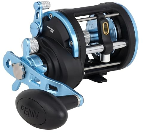 Penn Warfare II Level Wind Conventional Fishing Reel, 15, Graphite Body & Sideplates, Brass Main Gear, HT-100 Drag System, Auto-Engaging Gears