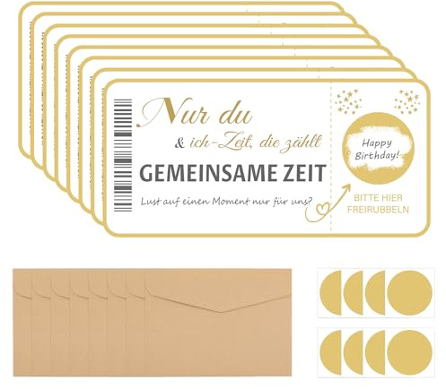 FloralGrace 8 Piezas de Tarjetas raspables DIY con Sobres, cupones para Rellenar, con 8 Sobres de Papel Kraft y 8 raspables en Forma de corazón