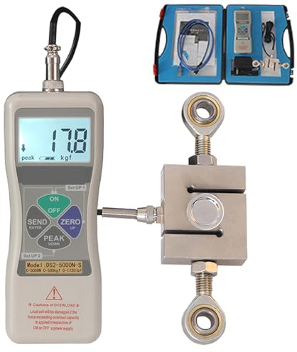 JMOUZHG Digital Force Gauge 0-50kN, 0.5% F.S High Precision Push-Pull,Tension, Compression Tester for tensile and compression tests, units (20KN)