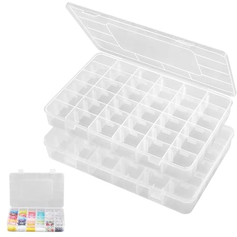 YOYEAH 2X Scatola Organizer 36 Scomparti, Smistamento Piccoli Oggetti (Perline, Gioielli, Viti), Scomparti Variabili, Ideale per Soggiorno, Studio, Creazione