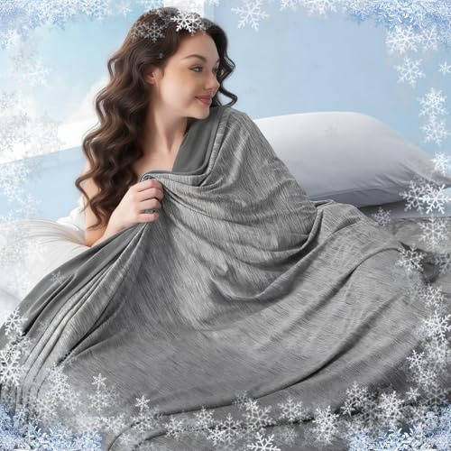 Melasa Cooling Blanket for Night Sweats, Cool Blanket Throw with Q-max>0.45 Double-sided Cooling Fiber, Lightweight Breathable Soft Blanket for Summer to Keep Body Cool for Hot Sleepers,150x200cm