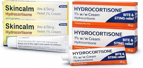 Hydrocortisone 1% Cream 10g – Bite & Sting Relief Anti-Itch Cream – 4 Pack Bundle (2 Skincalm & 2 Pinewood) – for Insect Bites, Stings & Skin Irritation
