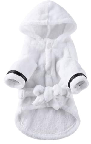 Yardwe Bequemer Hundebademantel aus Polyester für Kleine Hunde Strapazierfähige Haustierkleidung mit Einfachem Design als Indoor Bademantel den Alltag
