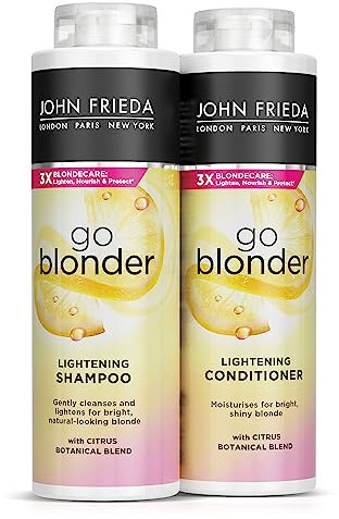 John Frieda Go Blonder Lightening Shampoo And Lightening Conditioner Duo Value Bundle Blonde Hair 2 X 500 Ml (Packaging May Vary)