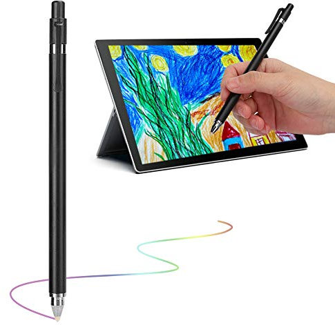 Dpofirs Universeller Touchscreen-Stift, leiser tragbarer digitaler Stift für Smartphones und Tablets, hochempfindlicher multifunktionaler kapazitiver Stift, Schwarz, Weiß(schwarz)