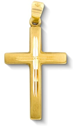 EDELIND Kreuzanhänger Gelbgold 585/14 Karat Echtgold Anhänger für Damen Taufkette Junge Goldkreuz für Damen, Herren, Kinder Kreuzanhänger mit Schmuck Geschenkbox