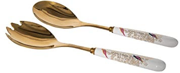 Sara Miller Chelsea Collection Gold Salad Servers Boxed for Portmeirion