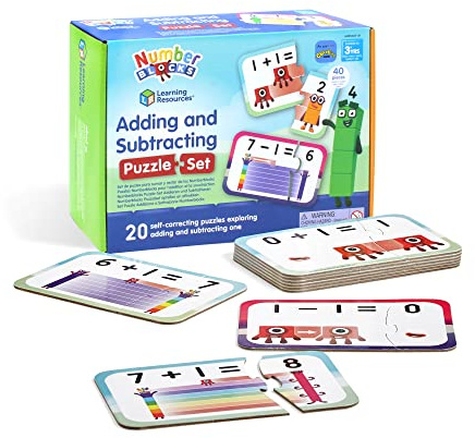 Learning Resources Numberblocks Adding & Subtracting Puzzle Set, Ages 3+, 20 Self-Correcting Maths Puzzles, Based on TV Series