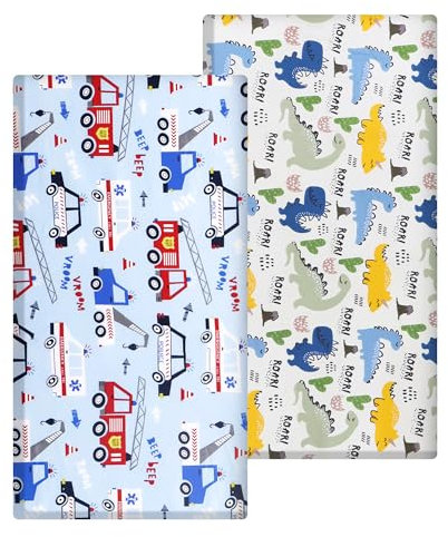 Baby Spannbetttuch 2 Pack 60x120cm Spannbettlaken 100% Baumwolle Matratzenschoner Kinderwagen Matratzenbezug Atmungsaktiv Bettlaken