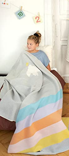 David Fussenegger Kinderdecke Juwel 'Regenbogen' 140 x 200 cm Filz - Hellgrau