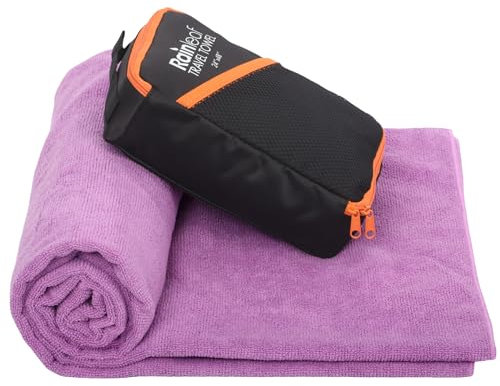 Rainleaf Microfiber Travel Towel Quick Dry Swimming Towel Ultra-Compact,Super Absorbent,Washcloths for Bathroom, Shower,Camping,Backpacking-Purple 12x40