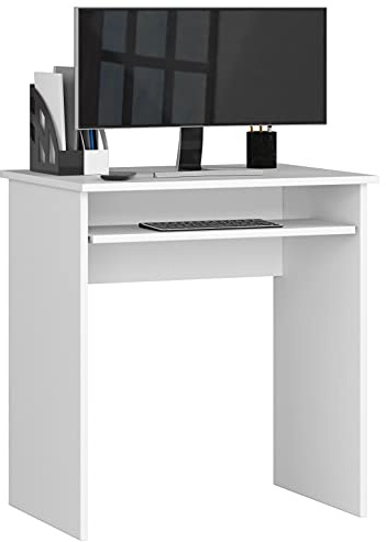 Home Collective Tavolo per computer, tavolo da ufficio con ripiano estensibile per tastiera, 68 x 51 x 74 cm, scrivania in bianco, ideale per le camerette dei bambini e gli uffici domestici