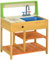 Outsunny Cuisine extérieure, Cuisine Enfant en Bois, Jeu d'imiation, avec étagères évier et Robinet, Convient aux Enfants de 3 à 8 Ans, lavabo Enfant, 58 x 39 x 73 cm, Multicolore