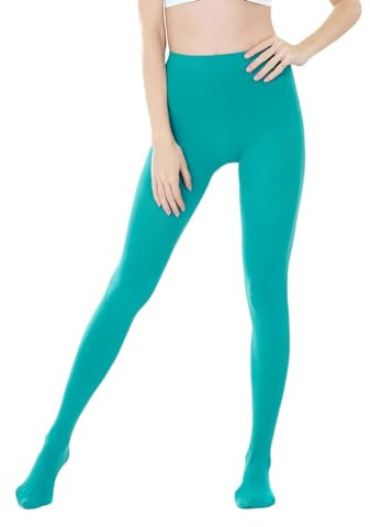 DUCMODA Collant Femme Taille Haute 80 denier Doux Semi Opaque Extensible Vert,l