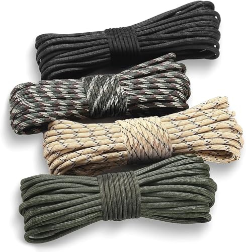 GOTFUN 4 Pcs Paracord 4mm, 64m/210ft Paracord 550 7 Strand Cord Nylon Rope, Paracord Bracelet Kit for Making Bracelet Lanyard Keychain Dog Collar Camping, Tent Rope Load capacity 550 lbs (4 Colors)