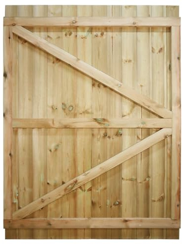 Flat Top Wooden Garden Gate, 6ft x 4.5ft T&G Fully Framed Timber Side Door