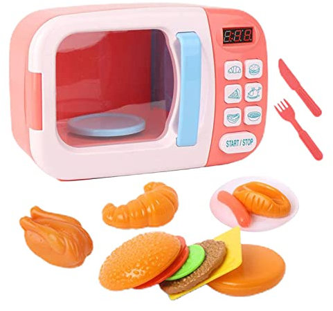 Colcolo Juguetes de simulación para niños, Mini Juguete de microondas, Juguete Educativo de Cocina, Juguetes de Cocina Babt para Regalos de cumpleaños, Rosa, 13 Uds.