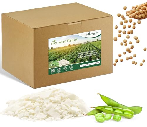 VALLYDOM 5KG Soy Wax for Candle Making: Premium Pure Soy Wax Flakes, Organic, No Additives, Long Burn Time, Perfect for Scented Candles, Tealights, Craft Candles, and More - Ideal for Candle Makers