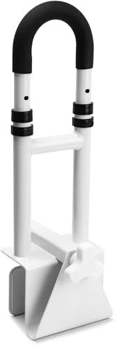 ITSOGOO Barre d'Appui Baignoire Senior Réglable(Baignoires à Bord Lisse 9-16 cm) Capacité de Charge Jusqu'à 136 kg,Poignée Sécurité,Sans Percage,Blanche