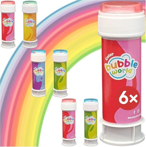 Conipa® Seifenblasen Kinder Mitgebsel für Kindergeburtstag, Hochzeit & Standesamt (je 60ml) - Give Aways & Gast-Geschenke Luftblasen Großpackung (Mitbringsel) - Soap Bubbles Set (6)
