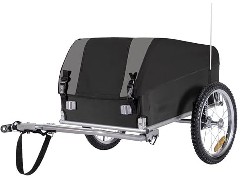 3-i-1-Cykelkärra för Husdjur, Kraftig Cykelkärra för Hundar med 20-Tums Terränghjul, Hopfällbar Stålram, Låsbar Broms, 45 kg Kapacitet(Black)
