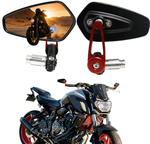 FRICYGAO Espejos Retrovisores de Manillar para Moto, 7/8 22mm Universales Motocicleta Espejos para GROM MSX125 Z650 Z750 Z800 Z900 MT-03 MT-07 FZ-07 MT-09 FZ-09 MT-10 FZ-10 MT-25 SV650