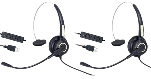 LEDLUX VH500S Hörlurar med USB Mikrofon Professionell Headset För Business Notebook PC Kontor Call Center Skype Business Användning (2)