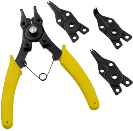 Alicates para anillos elásticos – Juego interior exterior 4 en 1 | Pinza para anillos de seguridad – Herramienta de precisión de acero para la reparación de motores de automóviles, creación de joyas