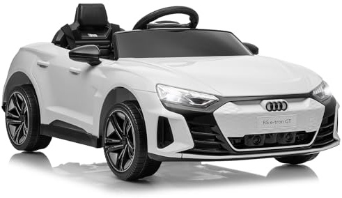 CoolGrows 12V Kids Electric Ride on Car for Kids Age 3-6, White | Electric Ride on Car with Parent Remote Control, 12V Battery Powered, Music, Suspension Wheels, Soft Start, Auxiliary Wheel