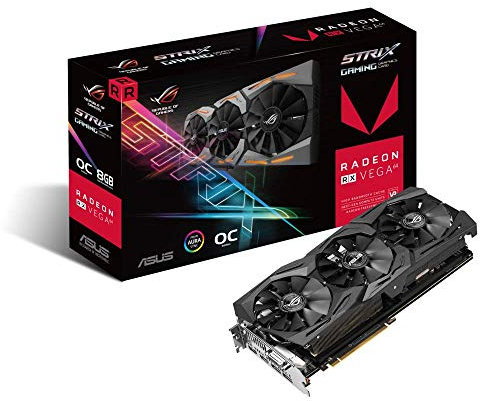Asus ROG Strix RXVEGA64-O8G-Gaming Grafikkarte (AMD Radeon, PCIe, 8GB HBM2 Speicher, DVI, HDMI, DisplayPort)