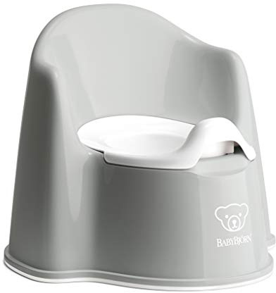 BabyBjörn Potty Chair, Gray/White Potty Training Toilet, Easy-to-Clean, Removable Inner Potty, Non-Slip