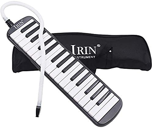 Melodica 32 Key Pianica Portable with Carrying Bag Short and Long Mouthpieces for Beginners Kids Gift(Black)