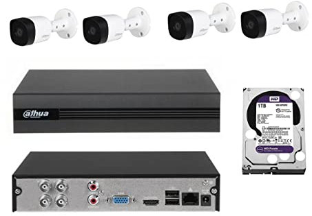 EZ-IP DAHUA CCTV KIT DVR 5MP Impermeabile Bullet Camera 2.8mm Obiettivo fisso fino a 20M IR - HAC-B2A51 - XVR1B04H
