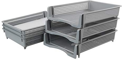 Yarebest 6 Stufen Grau Schreibtischablage Stapelbar A4 Papierfach Dokumentenablage Kunststoff Briefkasten Fach