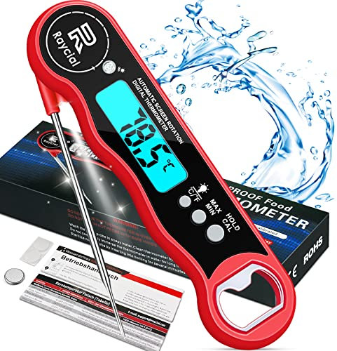 Meat Thermometer,Digital Instant Read Thermometer,Food Probe IPX7 Waterproof Kitchen Thermometer with 240 Foldable Long Probe,Automatic Rotating LCD Display for Cooking,Meat, Milk,Water,BBQ